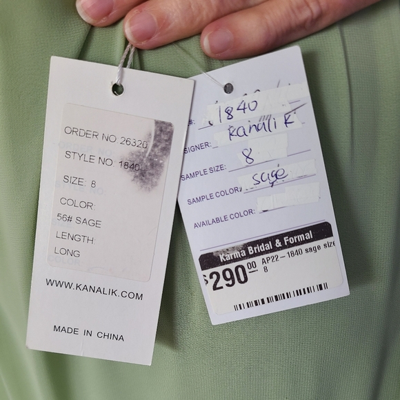 Long Sage Green Bridesmaid Or Prom Dress - Picture 2 of 7